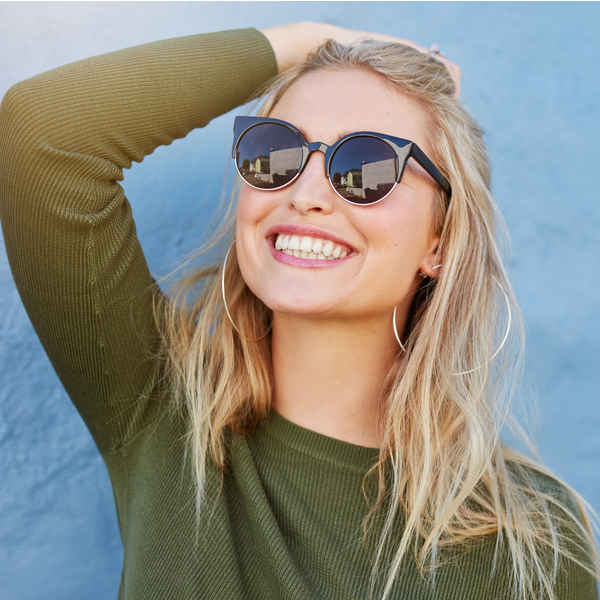 Veneers Young Woman with Sunglasses